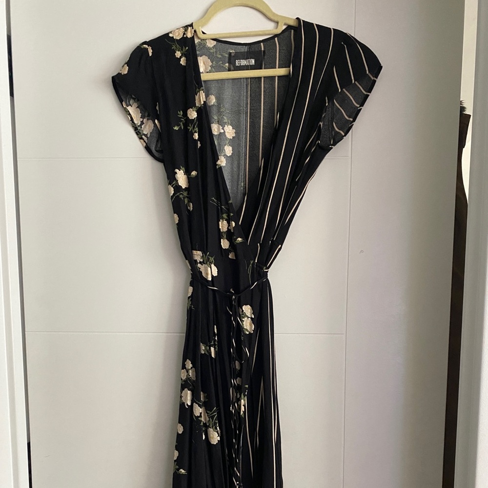 REFORMATION Floral & Stripe Printed Dress